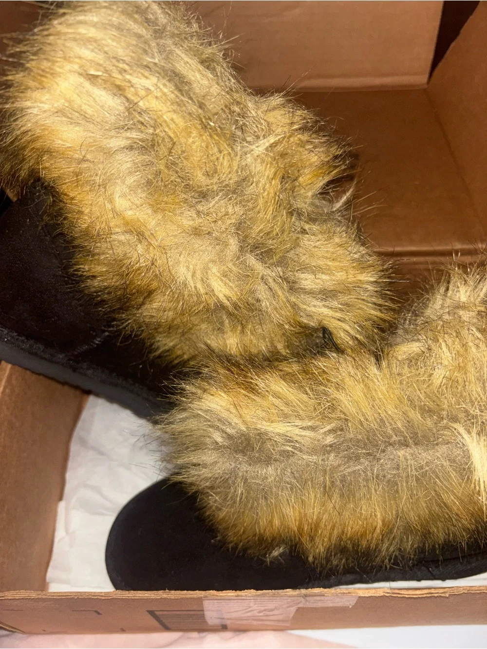 Women's Black Winter Faux-Fur Trim Boots